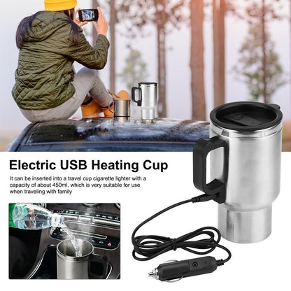 Stainless Steel Electric Car Travel Kettle Mug