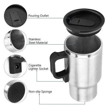 Stainless Steel Electric Car Travel Kettle Mug